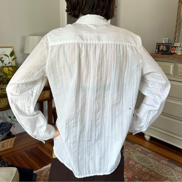 White sheer small chicos button down long sleeve - Picture 4 of 4